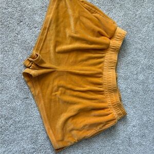 Women's Orange Velvet Shorts